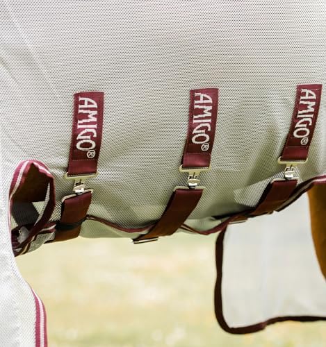 Horseware® Amigo® Bug Buster with No-Fly Zone™ Fly Sheet - Silver/Burgundy & White, 81 inches