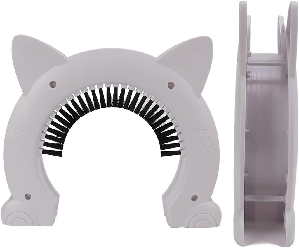 Interior Cat Door, Cat Door for Interior Door Cat Hole Pet Door for Cats Pet Doors with Grooming Brush Outdoor Cat Door for Cats, 22.5x26.5x5.5cm (White)