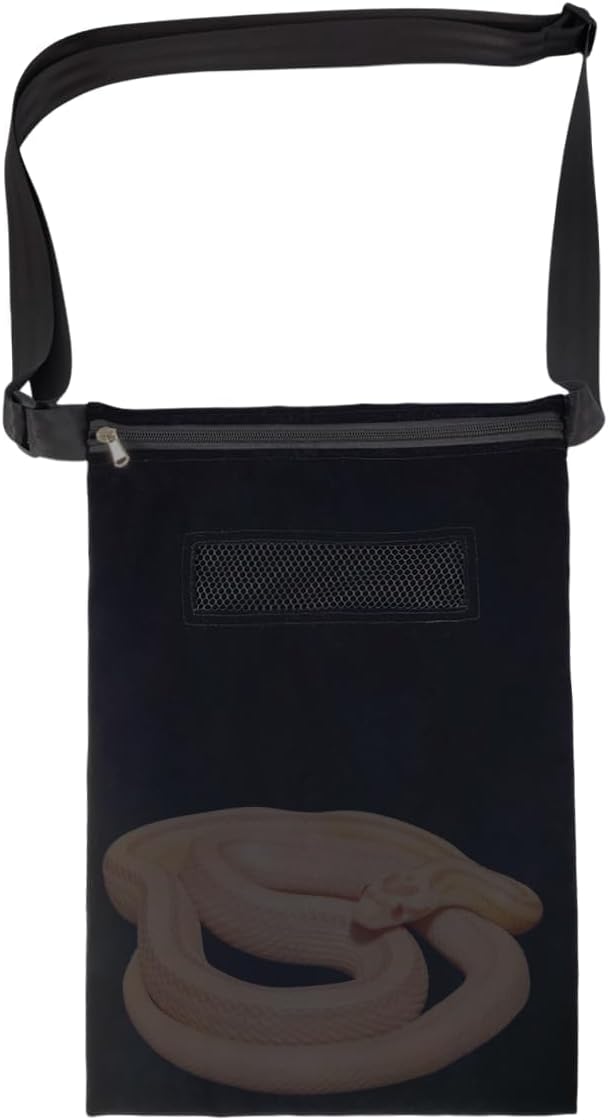 Breathable Snake Carrier Bag for Travel, Escape-Proof Reptile Transport Bag, Short Flannel with Adjustable Strap, Pouch for Reptiles Like Ball Pythons, Geckos &Iguanas, Ideal for Vet Visits & Outdoor