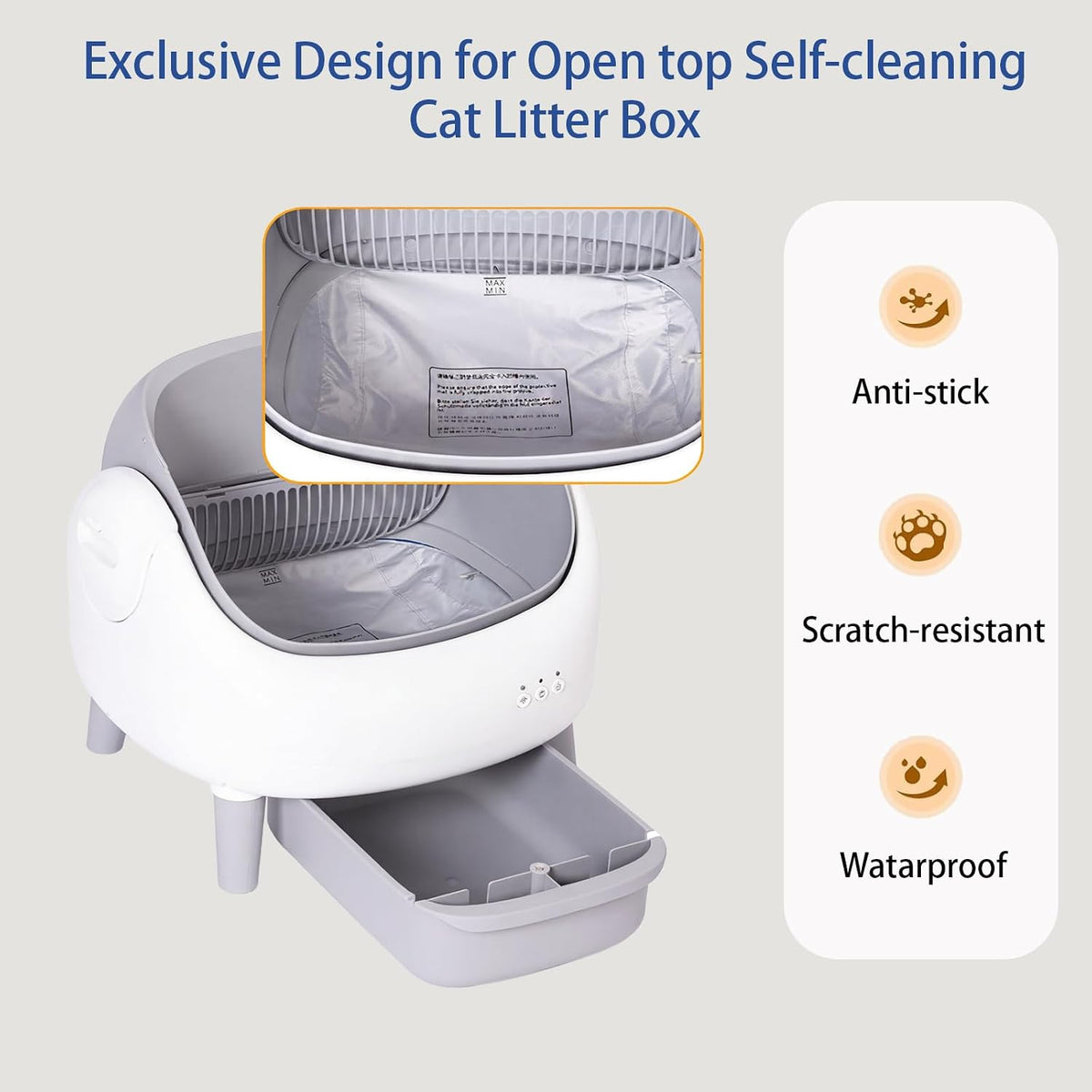2-Pack Waterproof Pads for PARUUNTYS Self-Cleaning Cat Litter Box