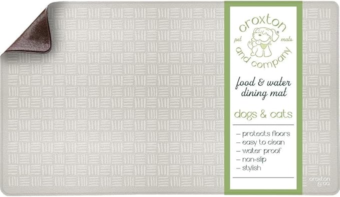 CROXTON & CO. Non-Slip Faux Leather Pet Feeding Mat by CroxtonandCompany