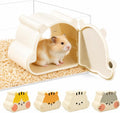 Magnetic Hamster Hideout with Clear Viewing Lid, Mount Hamster House for Syrian Hamsters, Dwarf Hamsters, Gerbils, Mice, Small Animal Hideaway Hut for Acrylic & Wire Cages,Tan Bear4319-1