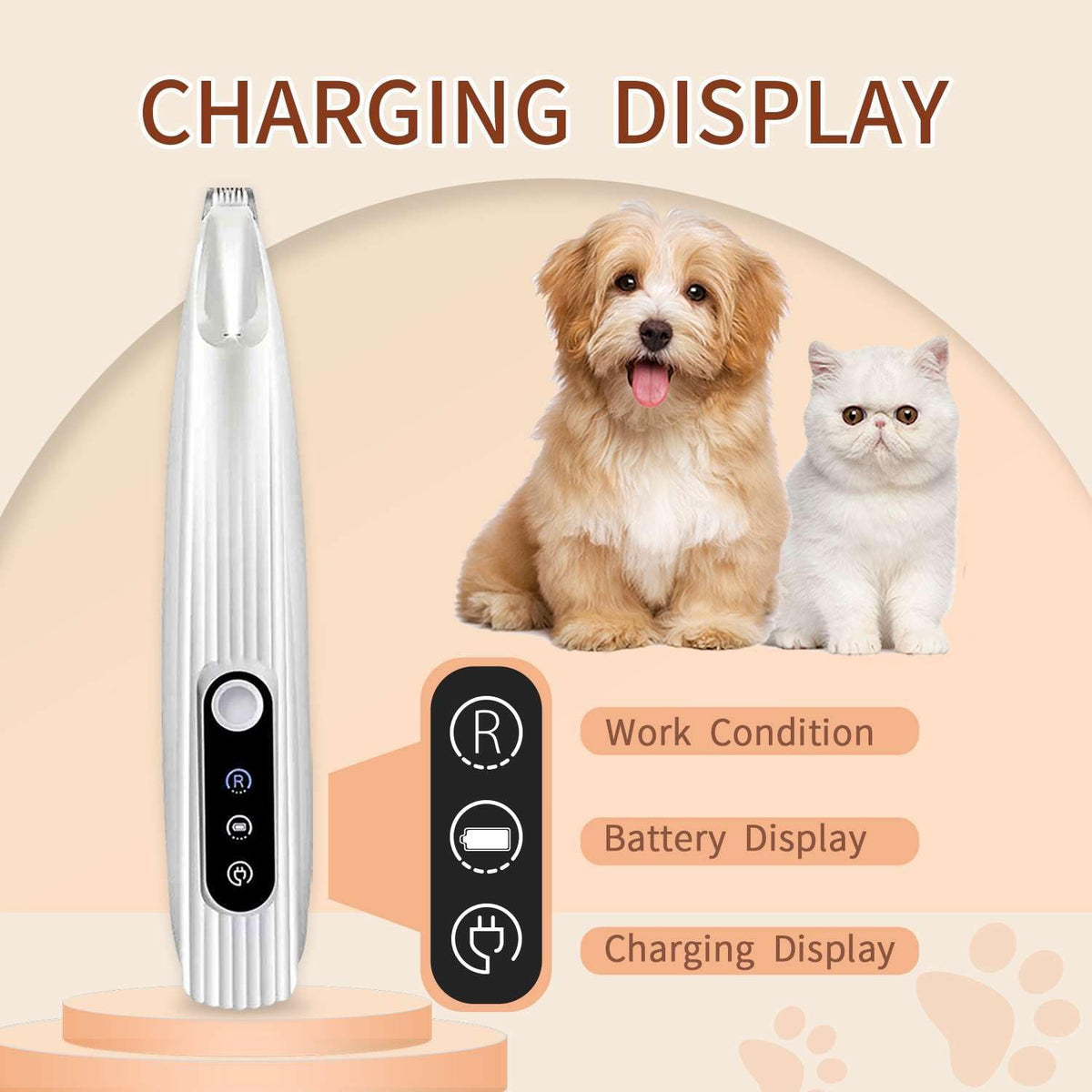 Dog Paw Trimmer, Quiet Electric Pet Hair Trimmer Dog Grooming Kit with LED Display