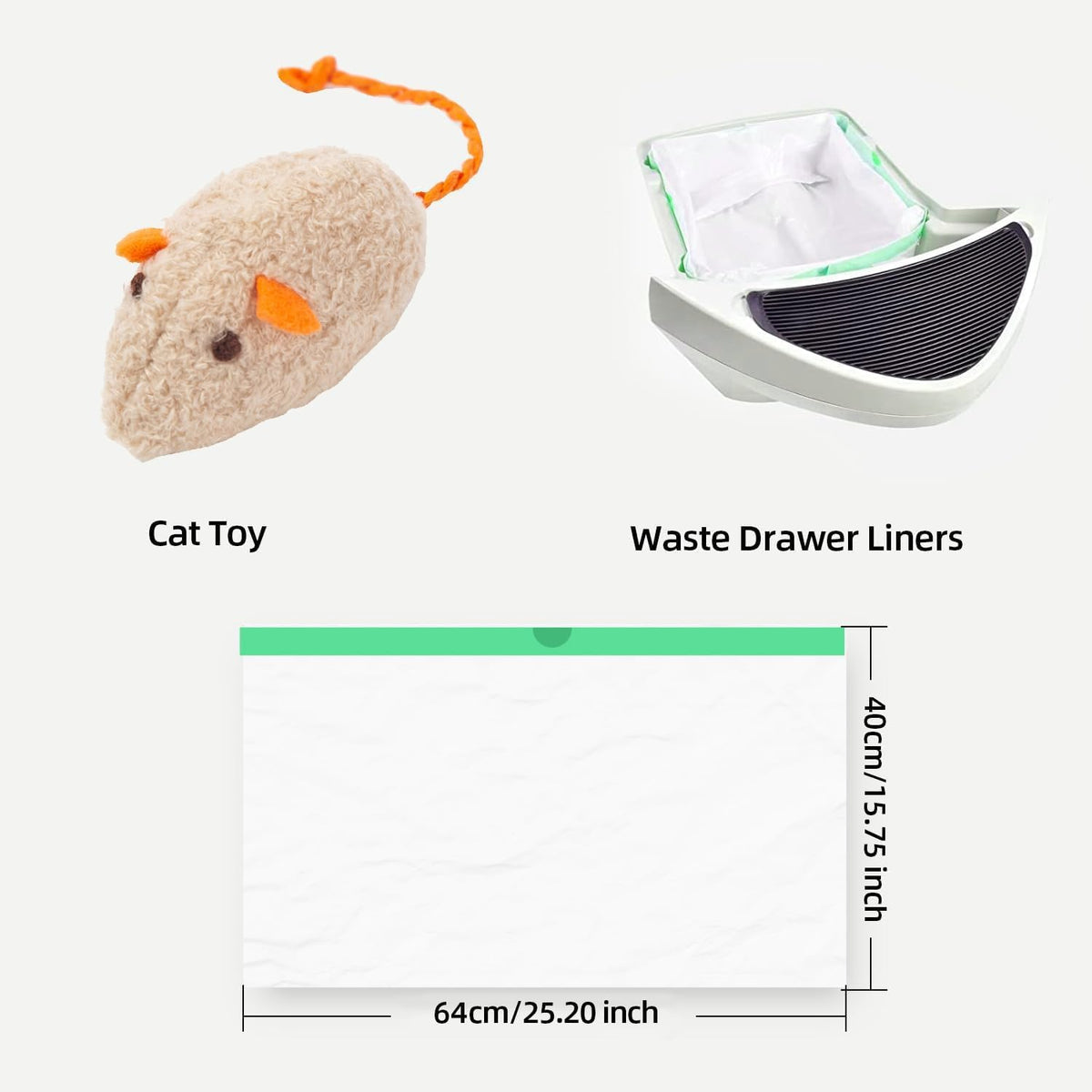 200 Count Waste Drawer Liners Bags Compatible with PetPivot AutoScooper 11/12 Litter Box Robot 4/5/3, Self-cleaning Cat Litter Box Liners refill with Drawstring