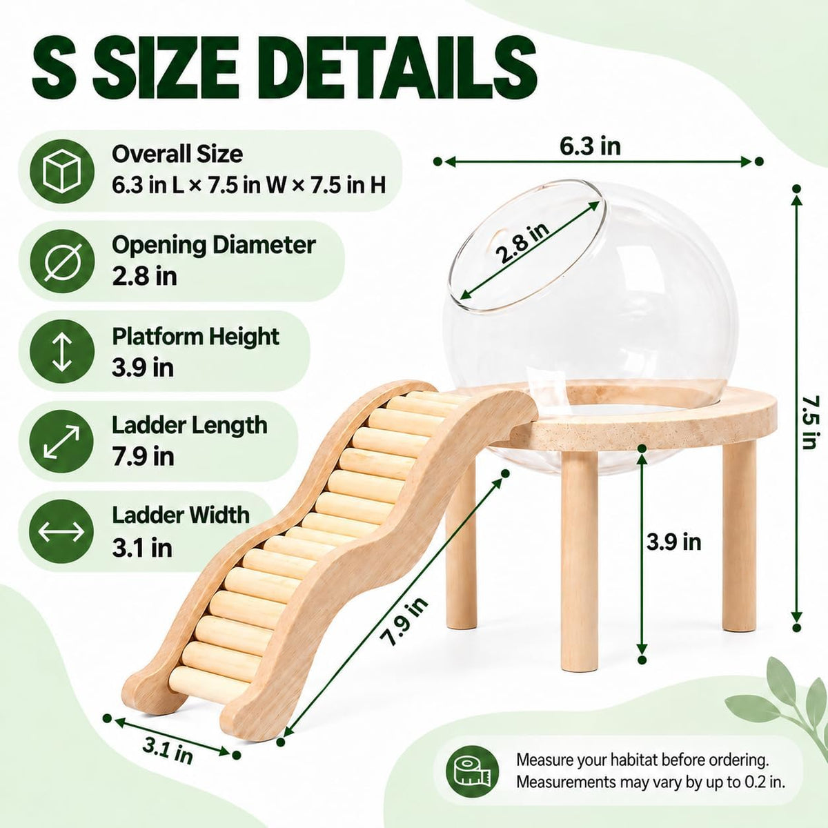 Hamster Sand Bath Container with Clear Dome and Ladder