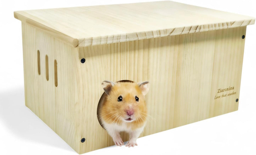 Solid Pine Syrian Hamster House Multi Chamber 11.8"x7.9"x6.3"