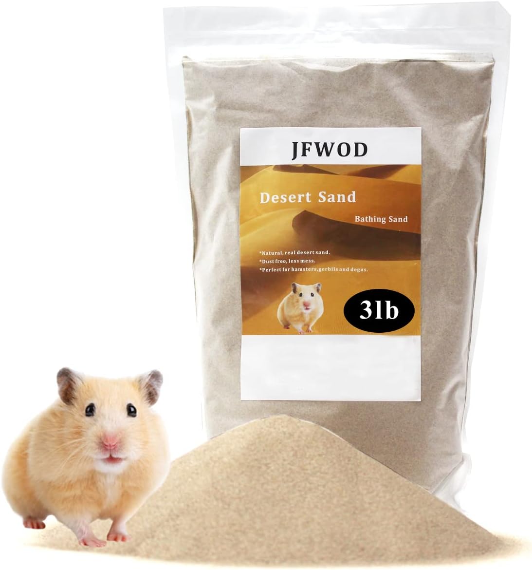 Hamster Bath Sand, 3lb Dust Free Desert Sand or Potty Litter Sand for Hamster Chinchillas Gerbil Syrian Mice Small Animals(Beige)