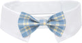 Segarty Dog Bow Tie Neck Girth 16.5-21.2in, Adjustable Blue Plaid Bowtie Collar by Segarty