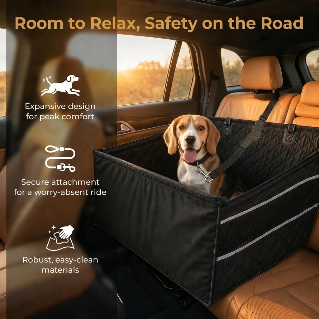 RYNVALE Large Medium Dog Car Seat, Half Back Seat Extender for Dogs