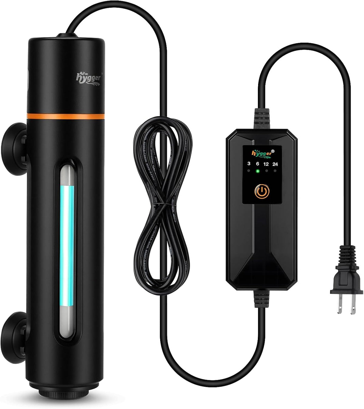 hygger 7W Aquarium U-V Light with Timer, 360° Protective Shield Clean Lamp for Green Water & Algae, Amphibian Small U-V Light for 30-130 Gal Freshwater & Saltwater Fish Tanks