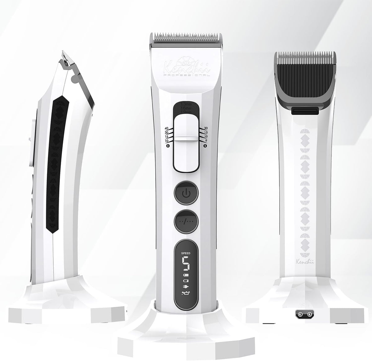 Kenchii Flash Cordless Dog Grooming Clipper, 4-in-1 Blade, White