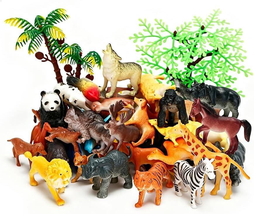 Ocean Sea Animals Figures, 60 Pack Mini Plastic Deep Underwater Life Creatures Set, STEM Educational Shower Bath Toys Gift for Baby Toddler Cupcake Toppers Party Supplies with Turtle Octopus Shark