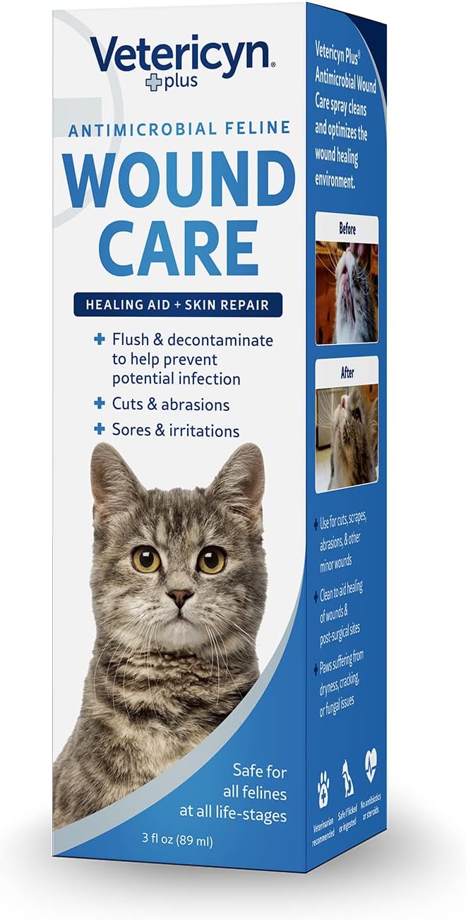 Vetericyn Plus Cat Wound Care Spray for Cuts, Bites & Skin Care, 3 oz