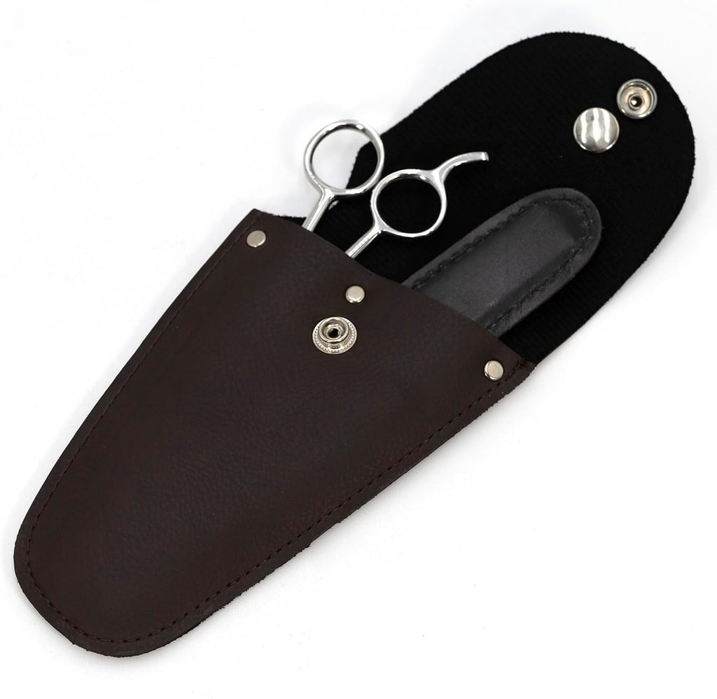 Jeffers Grooming Trim Kit 3 Piece Set - Stainless Steel Thinning Shears & Stripping Comb, Durable Leather Case With Belt Loop Flap, Portable Tools for Groomers, Farm Use or Routine Livestock