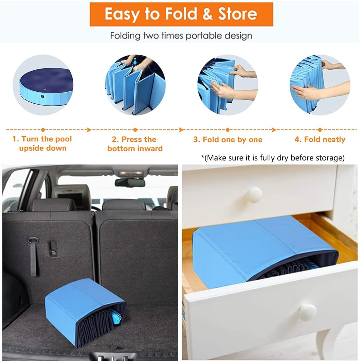Dog Pool Foldable pet Pool Dog Swimming Pool Portable Suitable for Indoor and Outdoor use (32x8in)