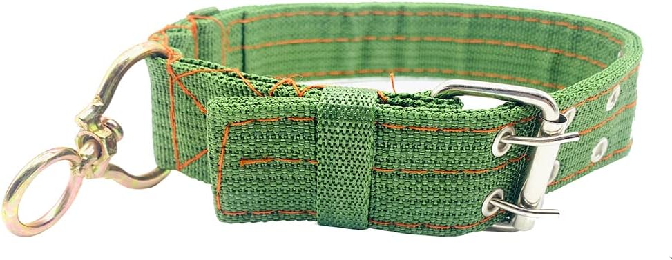 Cattle Collar Adjustable Sheep Neck Strap Thick Canvas Four-Layer Nylon Thickened Collar with 2-Rows Metal Buckle and Ring Metal Buckle Traction Chain for Farm Animals Pets (29.5"~45.2")