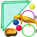 8 pcs Axolotl Hammock with Feeding Dish Floating Ball Axolotl Net for Aquarium Axolotl Enrichment Toys Reptile Triangle Hammocks Lounger Ladder Breathable Mesh Bearded Dragon Tank Accessories Green M