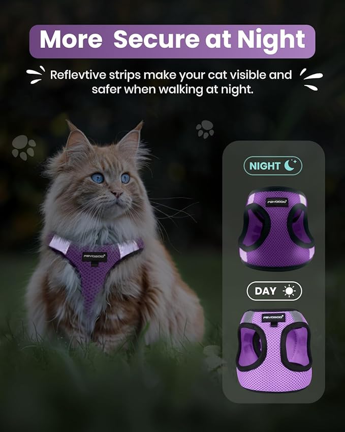 FAYOGOO Cat Harness and Leash Set | Upgrade Step-in Escape Proof Harness | - Image 5