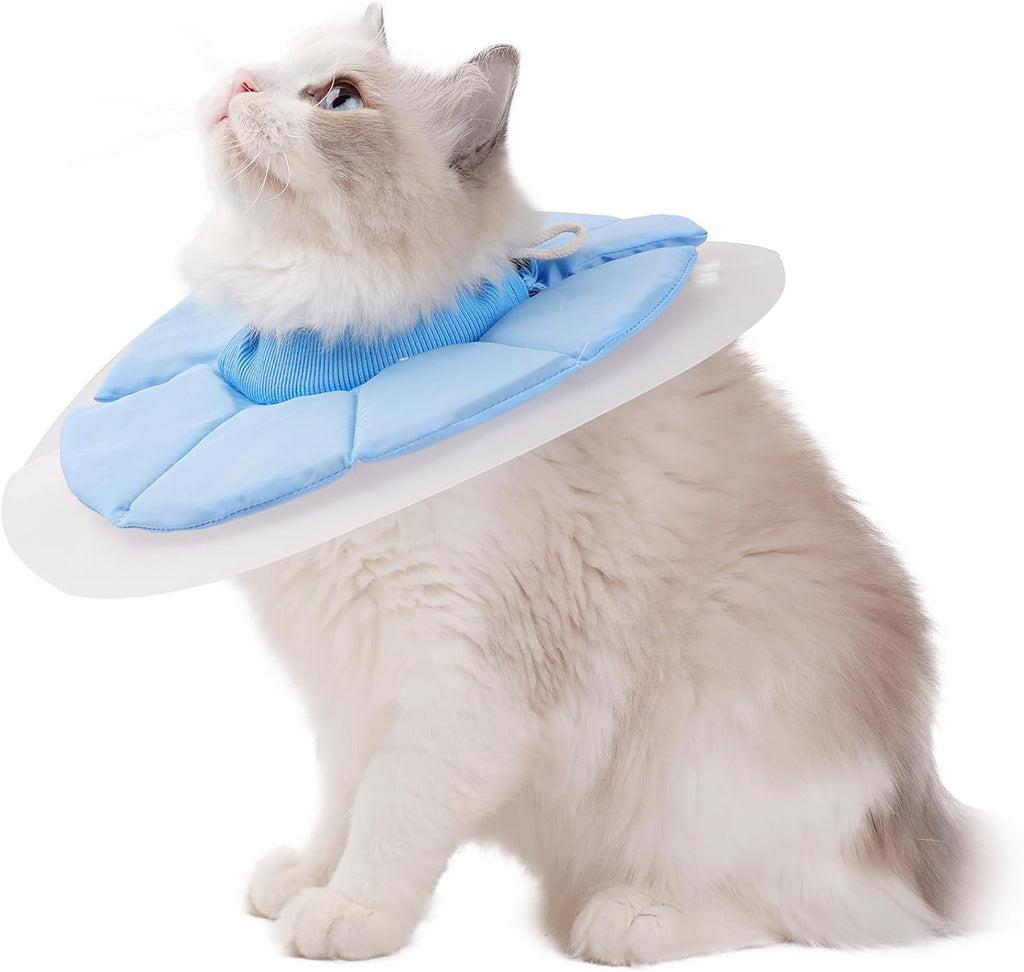 Dual Layer Cat Cone, Dual-Purpose Model Lightweight All-Around Protective Neck After Surgery E Collar to Wound (Blue S (4.7inch- 9.8inch))