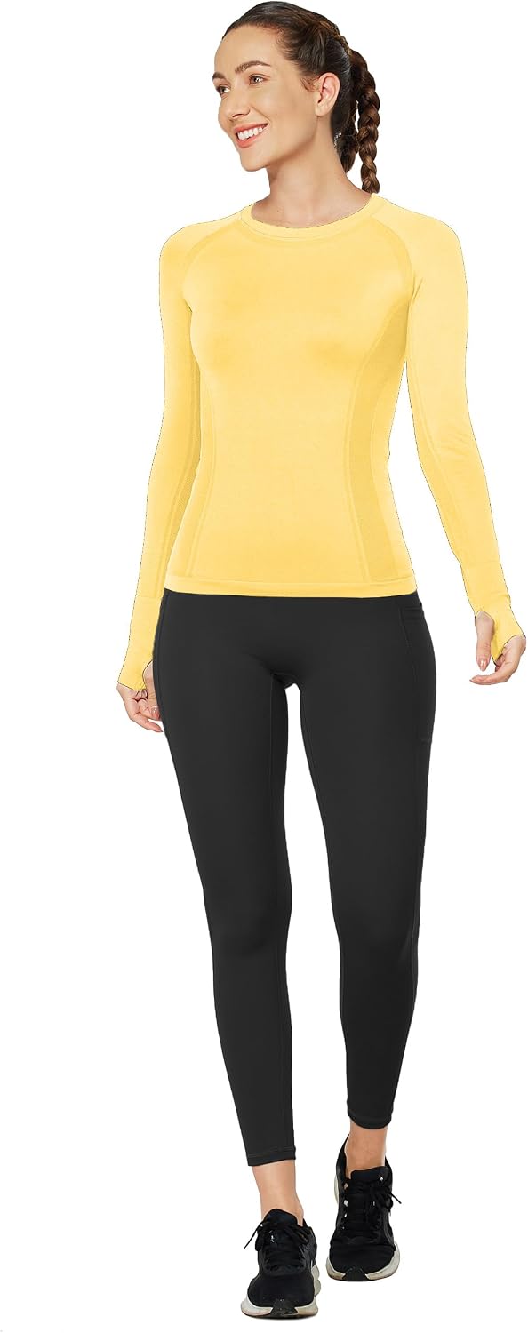 MathCat Seamless Long Sleeve Workout Tops with Thumb Holes