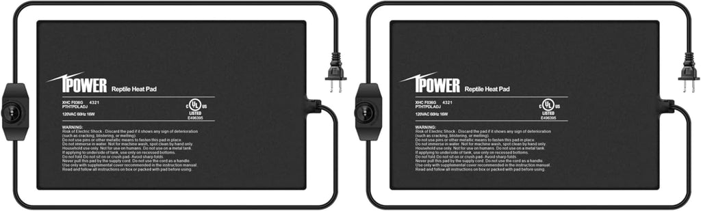 iPower 8 by 12 Inch Reptile Heating Pad with Temperature Adjustable Controller Knob, Under Tank Warmer Terrarium Heat Mat for Reptiles and Amphibians