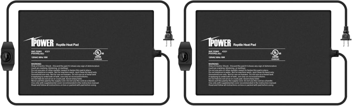 iPower 8 by 12 Inch Reptile Heating Pad with Temperature Adjustable Controller Knob, Under Tank Warmer Terrarium Heat Mat for Reptiles and Amphibians