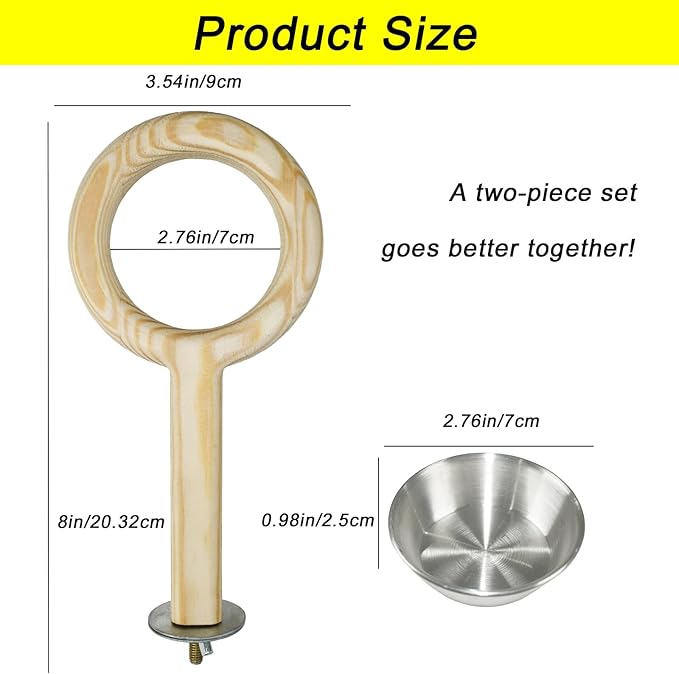 ASOCEA 2 Pack Bird Perch Feeding Cup, Bowls - Image 2