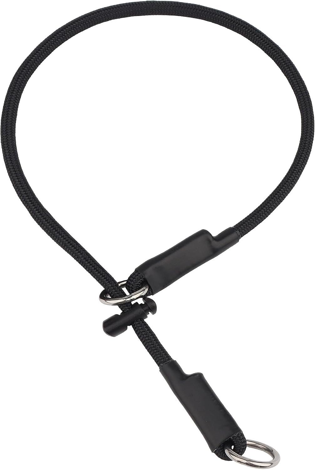 Martingale Dog Collar, 5/16” High-Strength Nylon Rope Slip Collar with Spring-Loaded Adjustable Stopper for Small, Medium & Large Dogs(Black, 22 inch)