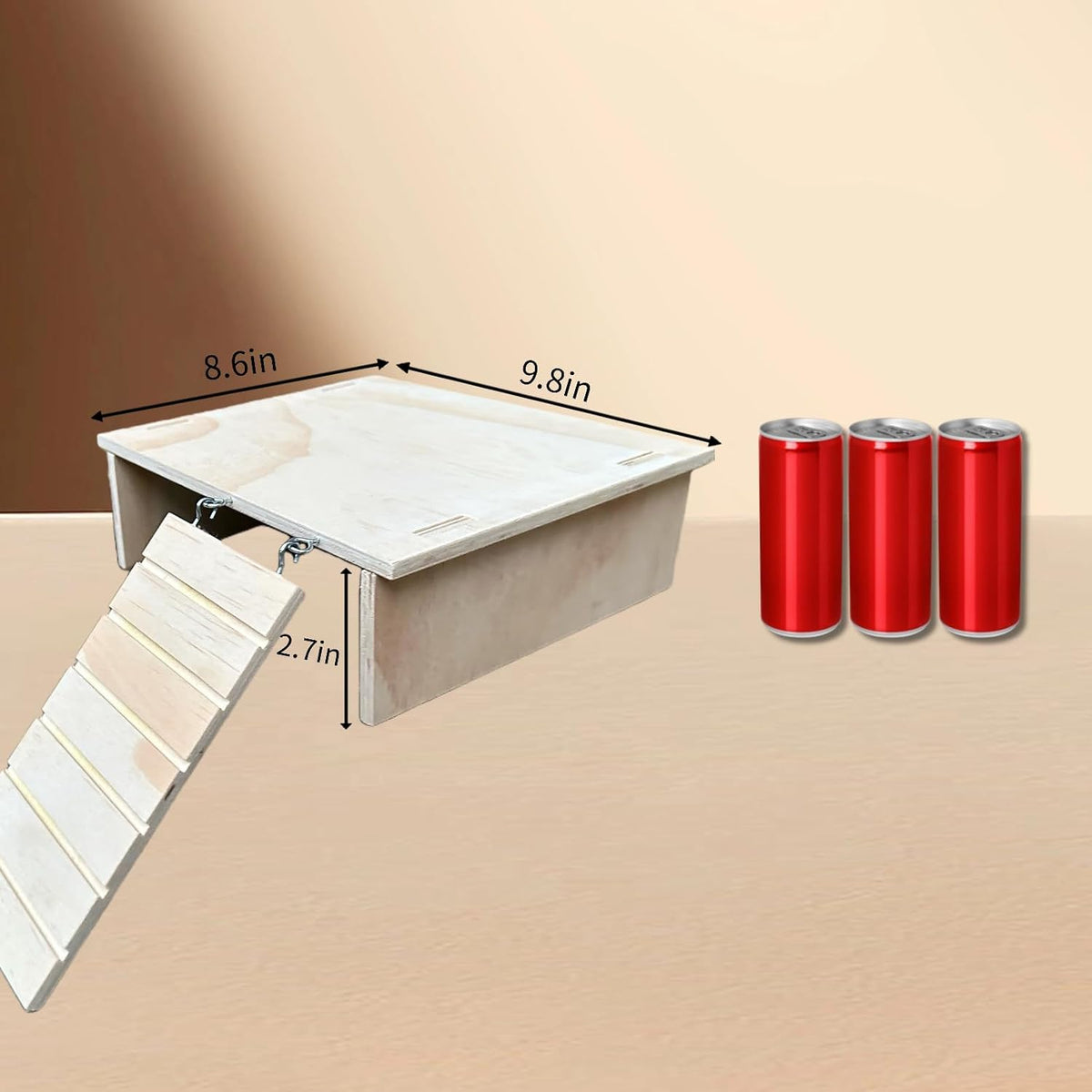 Bearded Dragon Tank Accessories, Assembled Wooden Hideout with Basking Platform and Ramp, Reptile Habitat Accessories for Bearded Dragon, Gecko, Snake, Skink and Other Small Animals