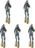 DOITOOL Aquarium Aquanaut Decoration Diver Decor Set 5.11X1.57X5.90in Lifelike Statue for Fish Tank Landscape Fresh and Salt Water Aquarium Decor 5 pcs