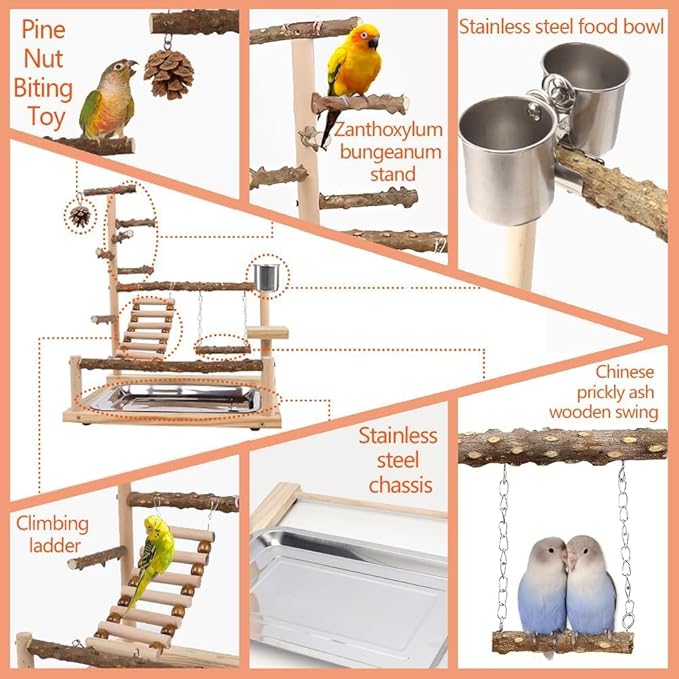 Bird Playground Parrot Playstand, Parrot Stand, Bird Wood Tall Standing Block - Image 4