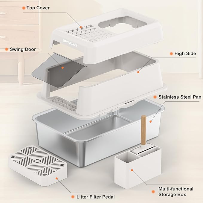 URPOWER Stainless Steel Cat Litter Box - Image 7