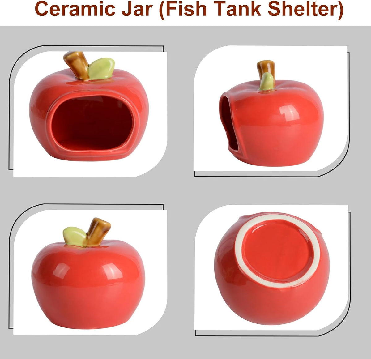 Ceramic Hamster Hideout, Cozy Pet House for Gerbil & Mice, Red, Large