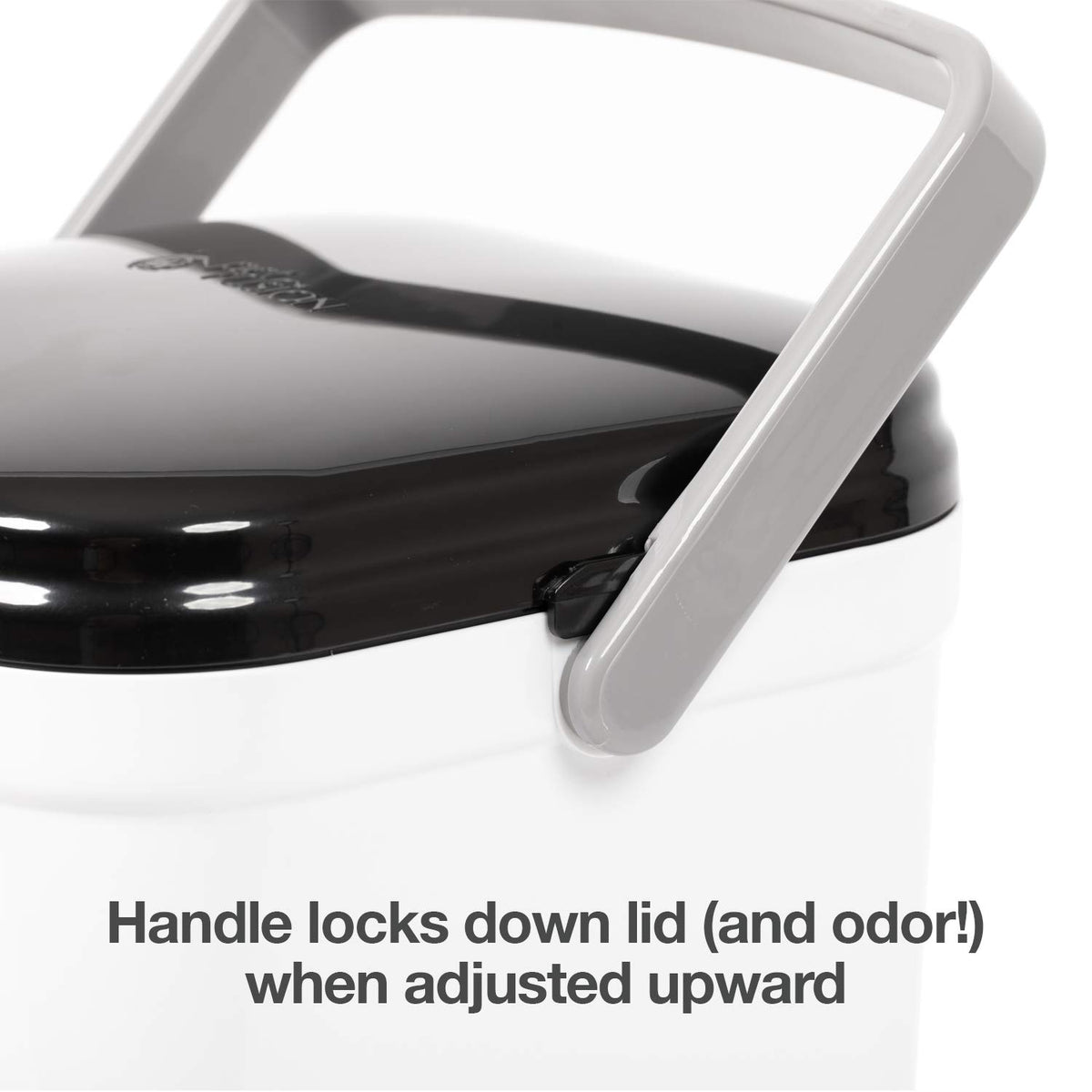 PetFusion Portable Cat Litter Disposal; Innovative Dog Poop Trash Can with Locking Handle, included Deodorizer; Built-in Poop Bag Holder; With 10 Waste Bags; White and Black