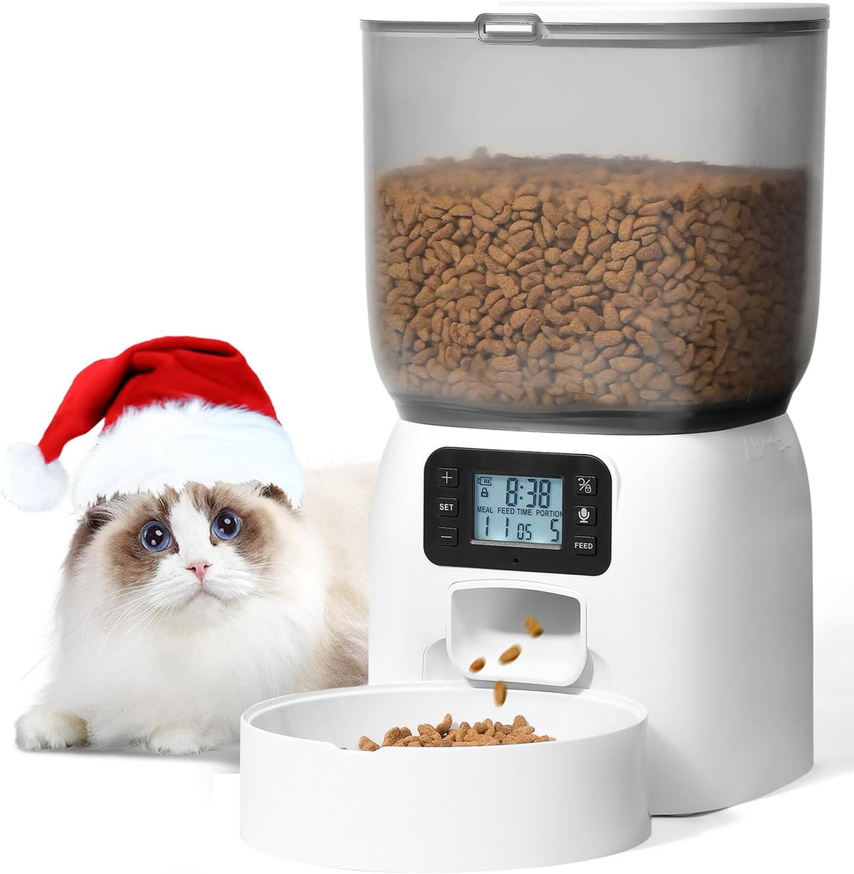 ANDOLL HOME Automatic Cat Feeder, Timed Cat＆Dog Dry Food Dispenser