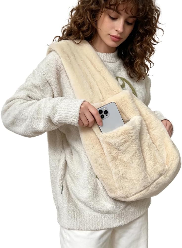 Plush Small Dog Sling Cat Carrier Hands-Free Pet Sling Carrier Shoulder Bag