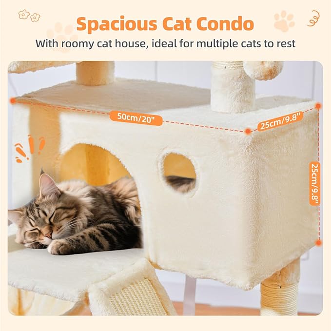 Taoqimiao Cat Tree 57.5-Inch, Cat Tower - Image 5