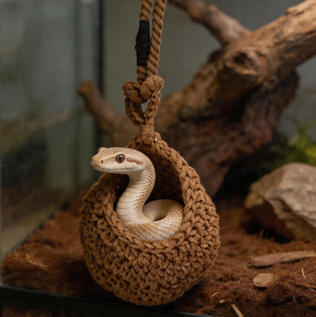 1 Set Snake Tank Accessories, Hanging Woven Twine Hammock for Reptile, Snake Rest & Shelter Supplies with Hook, Habitat Enrichment Accessories for Snake, Gecko and Other Small Animals