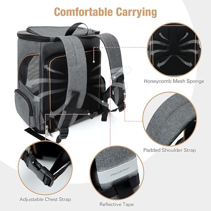 Lekereise Pet Carrier Backpack Expandable Cat Backpack - Image 3