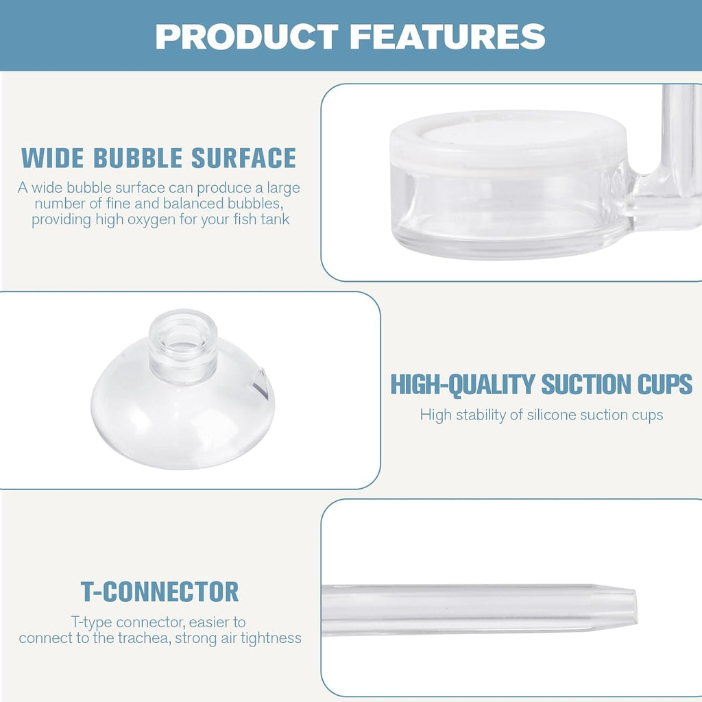 Aquarium Air Refiner Kit, Low-Pressure Bubbler for Aquarium Fish Tank with Control Valve and Suckers Oxygen Diffuser Makes Super Tiny Bubbles for Fish Tank and Hydroponic