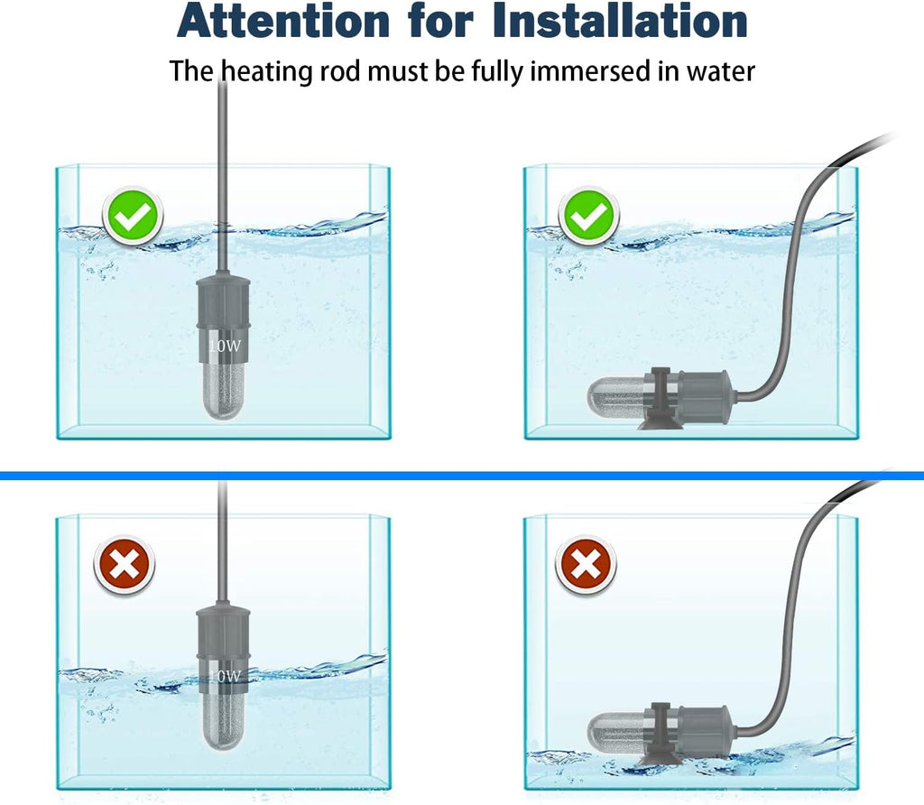 YOFOTHS Adjustable Mini Aquarium Heater, 10W for Tanks 1-2 Gallons