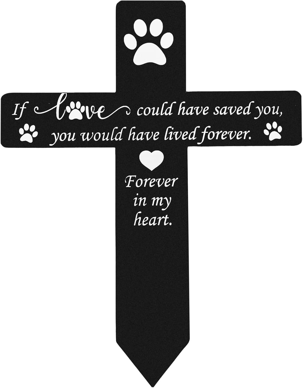 Pet Grave Marker Memorial Stake, Waterproof Metal Pet Loss Memorial Plaque, Outdoor Garden Cemetery Decor for Dog Cat, Black Sympathy Garden Stake