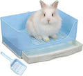 Large Rabbit Litter Box,Corner Potty Trainer with Drawer for Small Animals, Easy Clean Bedding Toilet for Adult Bunny, Guinea Pig, Ferret, Hamster (Blue)