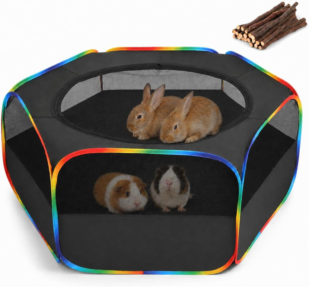 Small Animal Playpen, Black & Rainbow