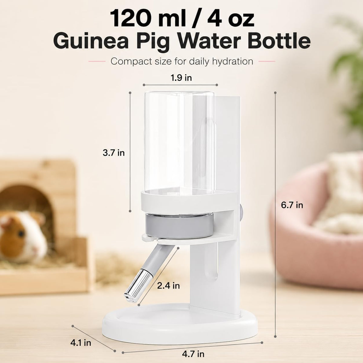 Hamster Water Bottle No Drip, 4oz Glass Small Animal Water Dispenser,Purple