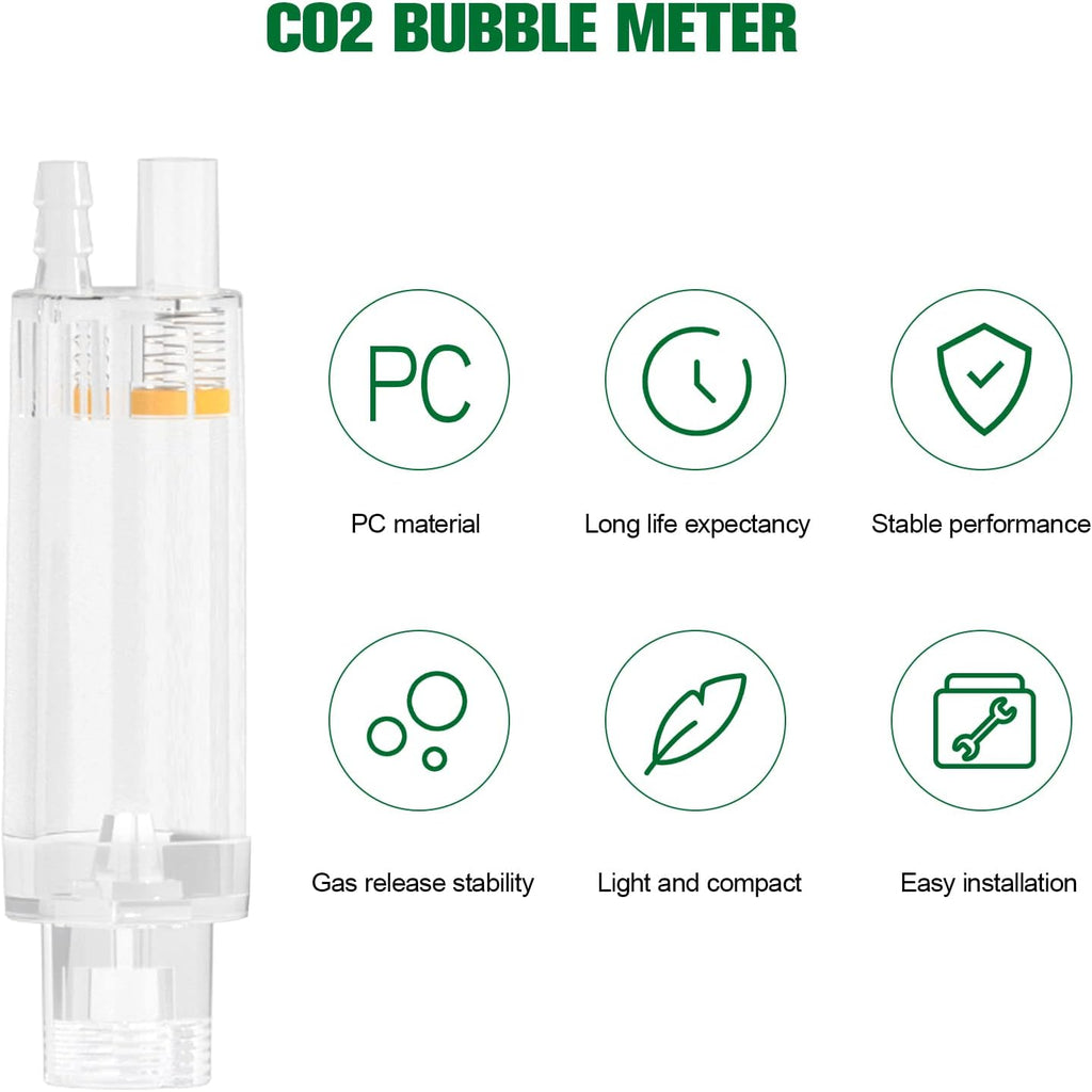 Co2 Bubble Counter, with Check Valve, for Threaded Connection of Co2 Generator Regulator Planting Aquarium