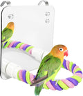 5.9" Bird Mirror with Rope Perch Bird Toys Swing, Comfy Perch by LOPERDEVE
