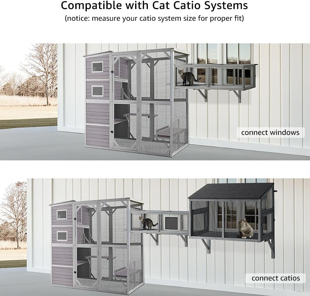 beeNbkks Outdoor Cat Tunnel, Extendable Passage Connect Home to Outdoor Cat Catio Enclosure House, 45’’ Safe Tunnel Walkway for Indoor Kittens, Wooden Pet Tube for Window Deck Patio Balcony Garden