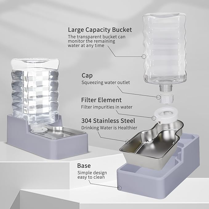Automatic Water Dispenser Large: Upgraded 100% BPA-Free 8L Light Gray Stainless - Image 2