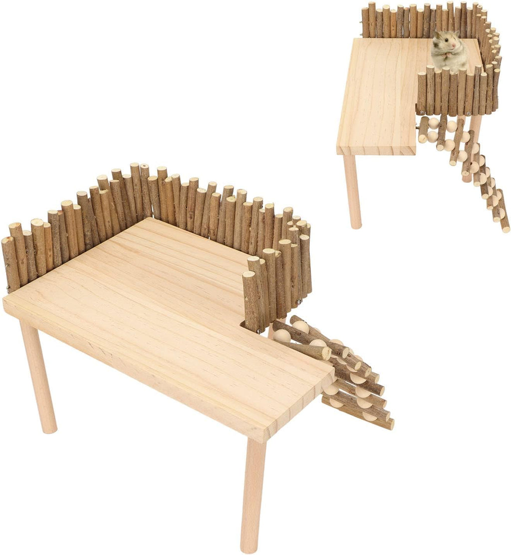 Wooden Hamster Climb Platform, Small Pet Playground for Cage